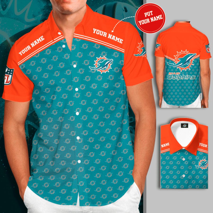 Personalized Miami Dolphins Football Team All Over Print 3D Hawaiian Shirt-Blue