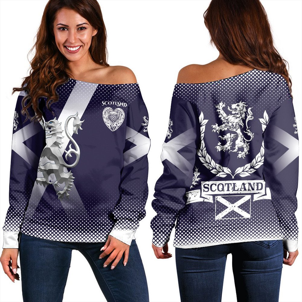 Wonder Print Shop Sweatshirt – Scotland Pride Saltire Lion Women Off Shoulder