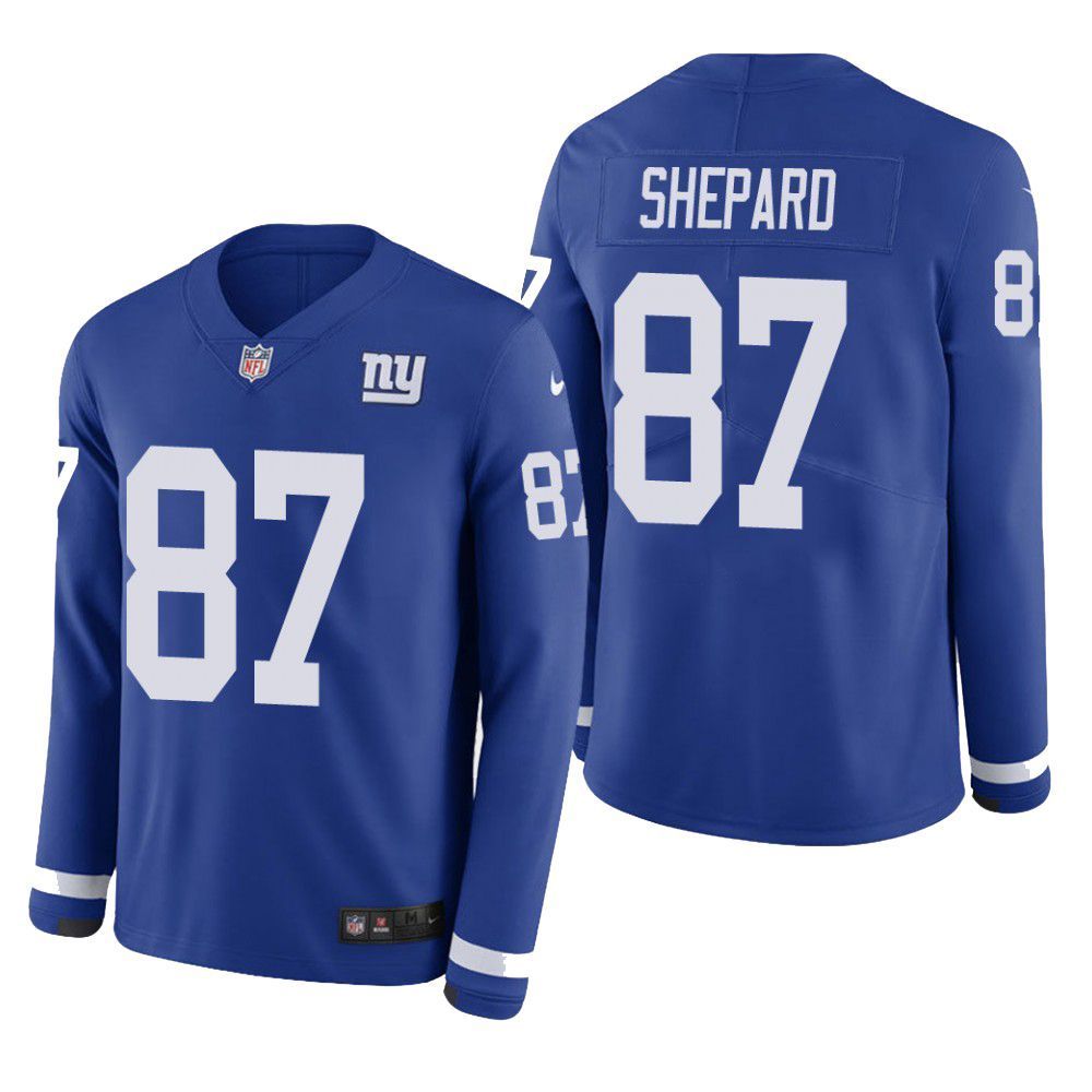 New York Giants Sterling Shepard Therma Long Sleeve Mens Jersey Blue