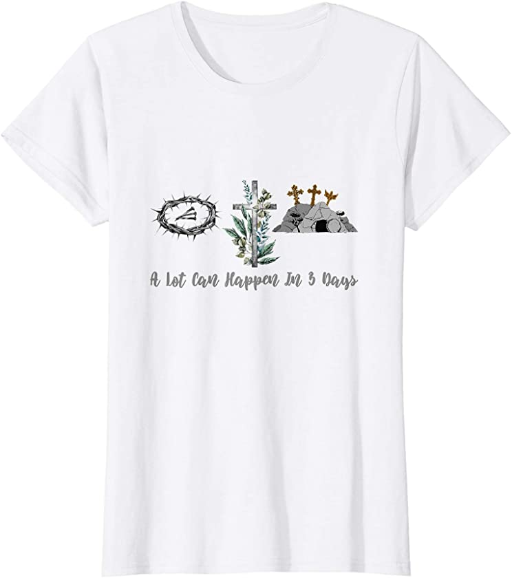 Womens A Lot Can Happen In 3 Days Jesus Leopard Christian T-Shirt