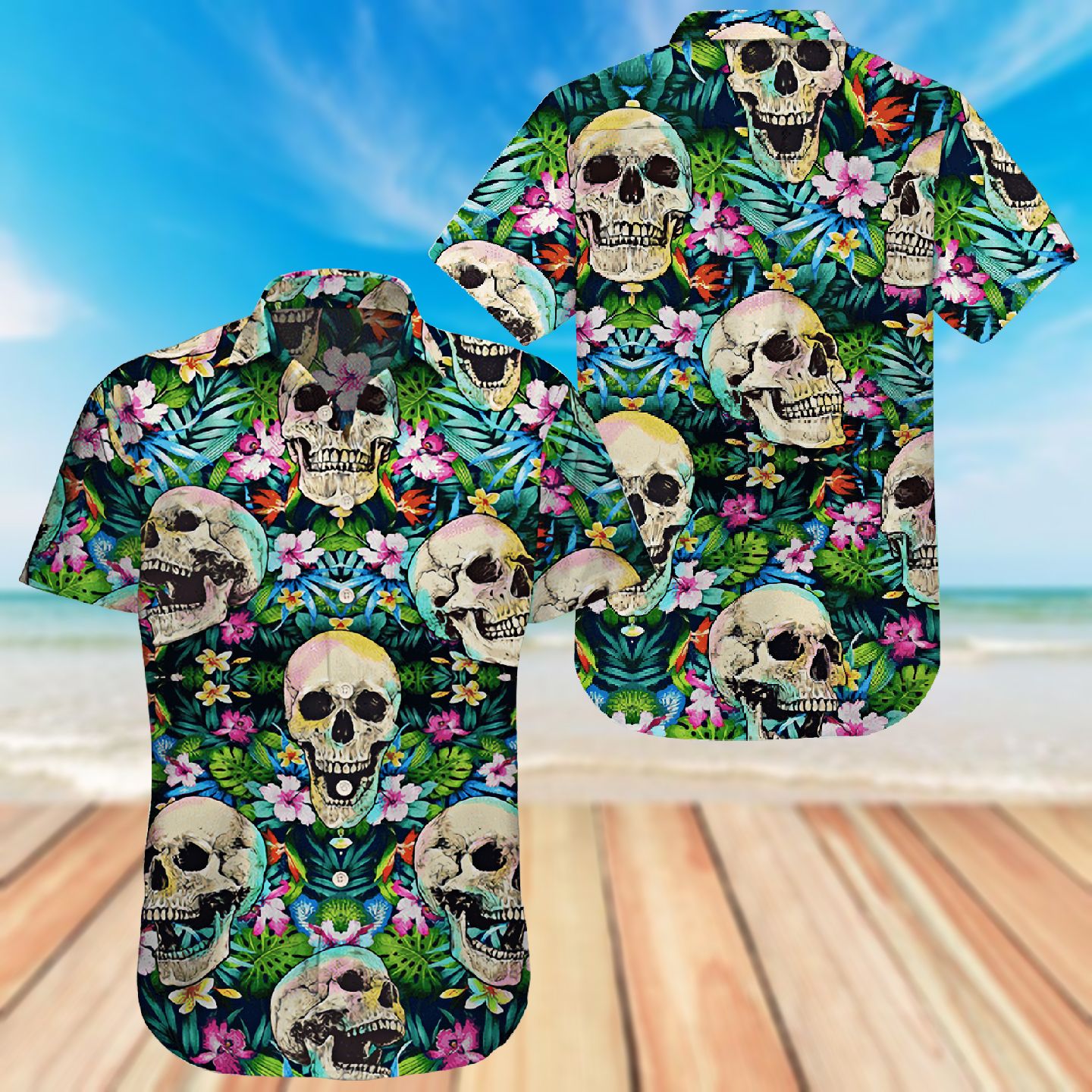 Tropical Skull Hawaiian Shirt For Man Ha78588