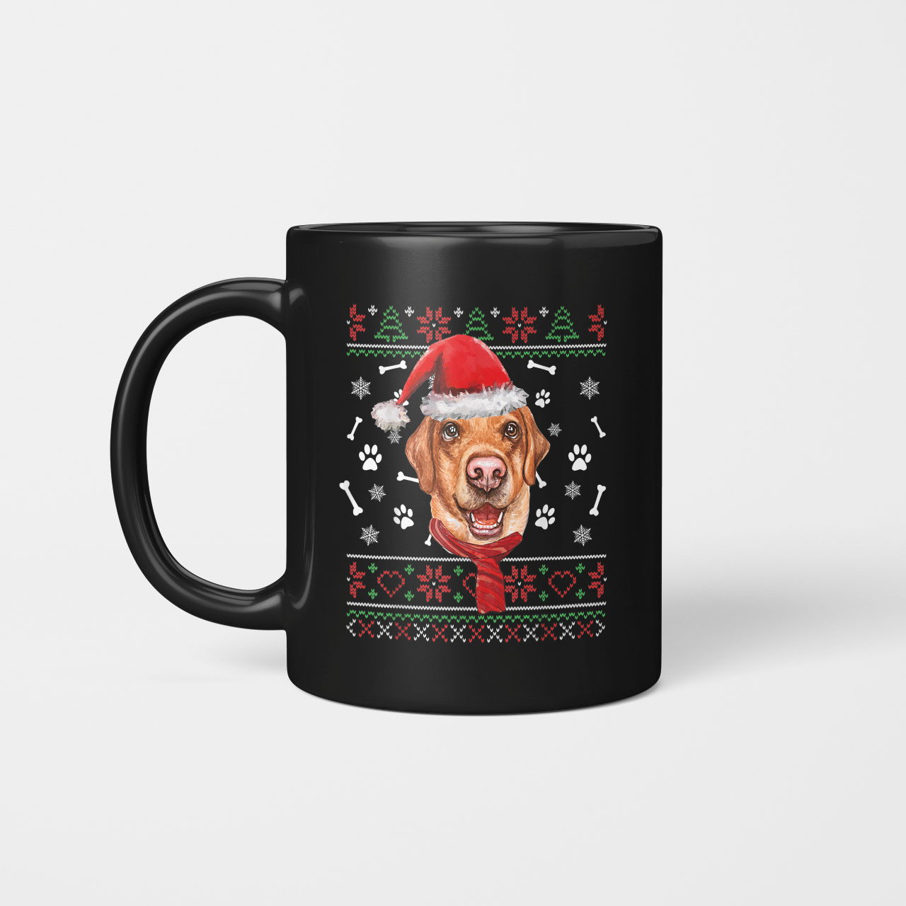 Ugly Sweater Christmas Labrador Dog Santa Hat Pajama Xmas 11 Oz Black Coffee Mug – Mb9Ydt