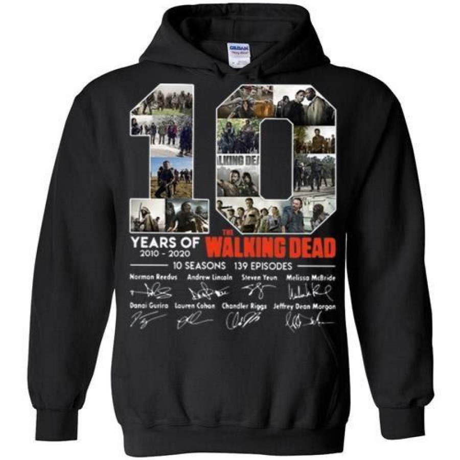 10 Years Of The Walking Dead 2010 2020 Signatures Black Hoodie T-Shirt