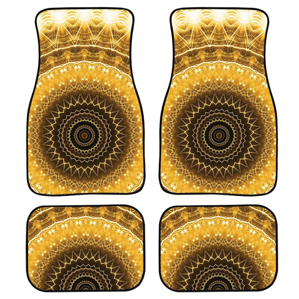 Gold Lights Kaleidoscope Print Front And Back Car Floor Mats, Front Car Mat