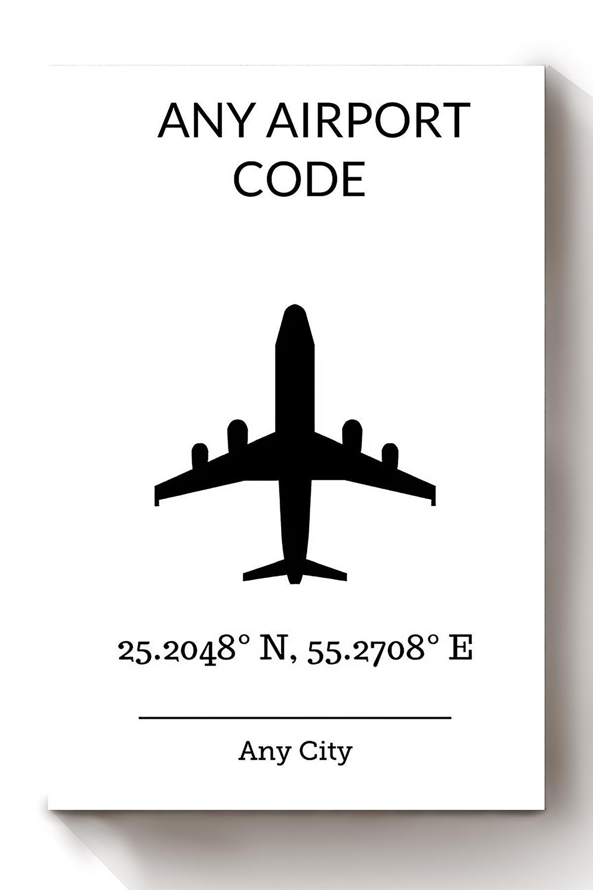 Airport Code Any City Airplane Office Wall Art Home Decor Gift Gift For Pilot Retirement Home Decor Gift Canvas