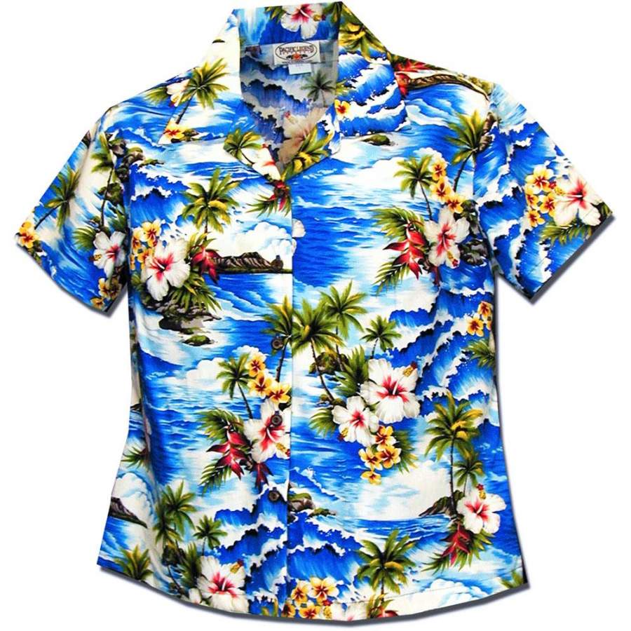 Diamond Head Beach Blue Fitted Hawaii Shirt Ha54846