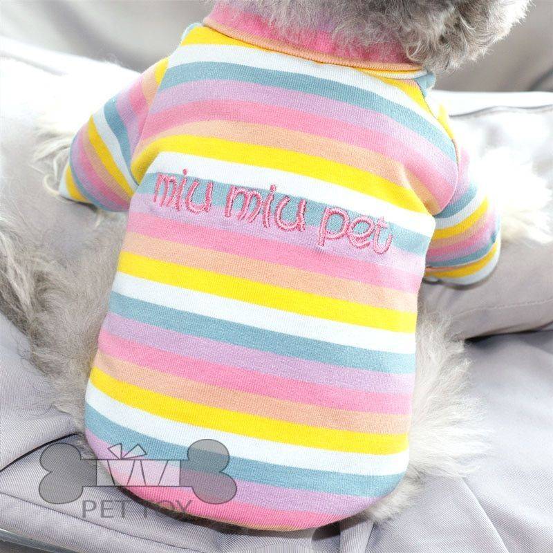 Pet clothes Cat VIP Schnauzer Boomer Yorkshire Bischer Rainbow Stripes Puppy Dog Clothes Bottoming Shirt Teddy Clothes