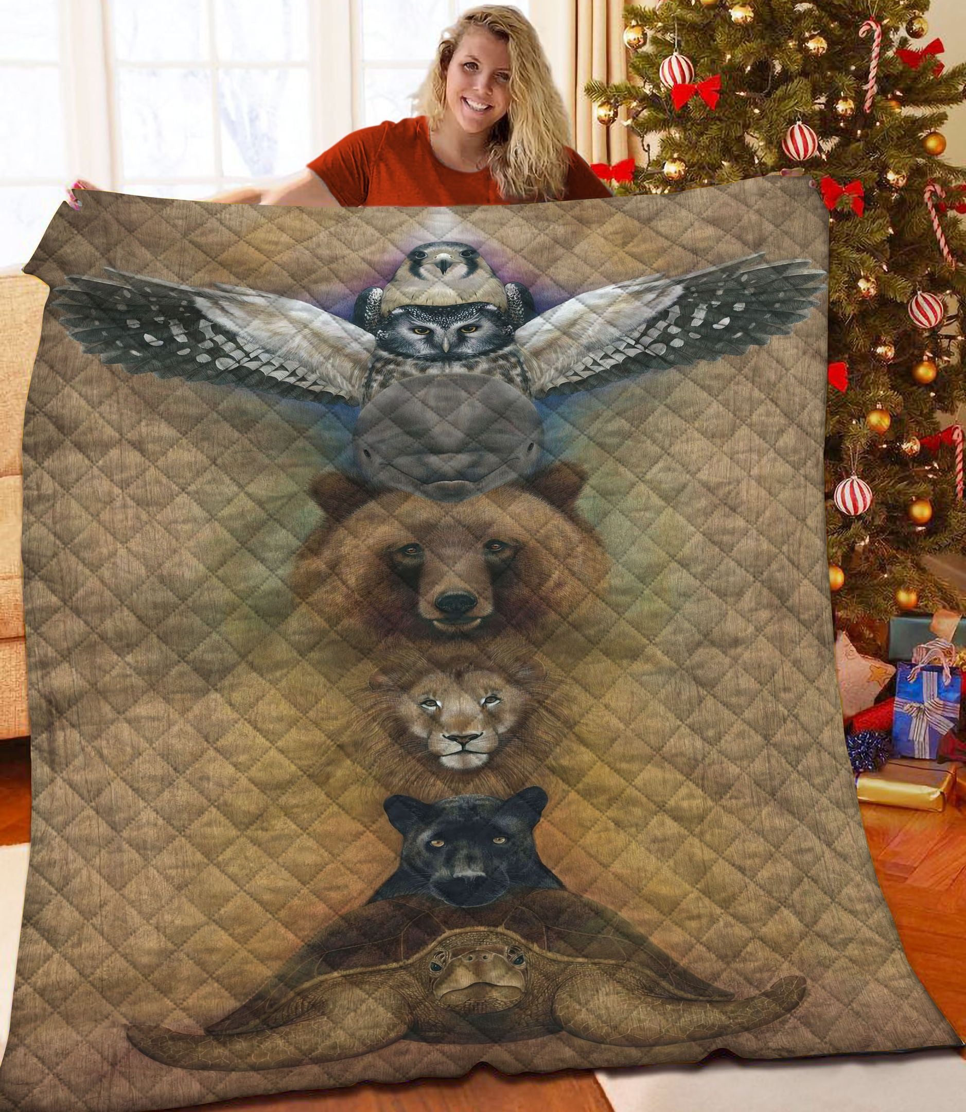 Animal Eagle Lion Bear Quilt Blanket