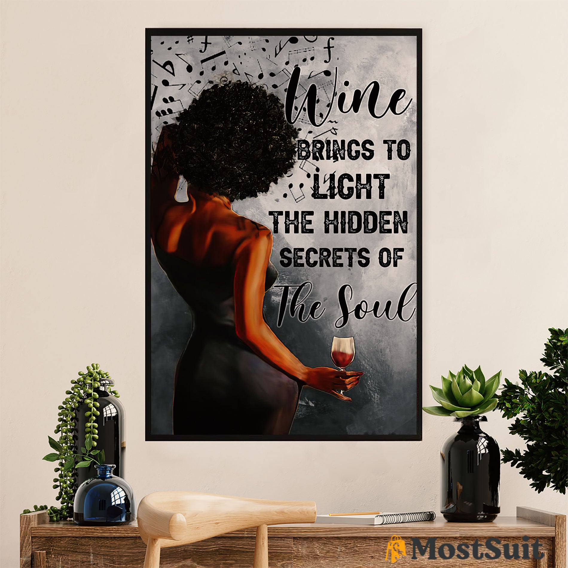 African American Afro Poster | Gift For Black Girl | Juneteenth Day Room Wall Art – Black Woman Wine