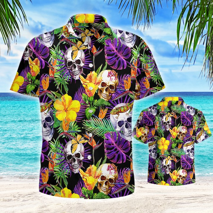 Skull Tropical Hawaii Shirt Unisex Full Size Adult Colorful Ha103992