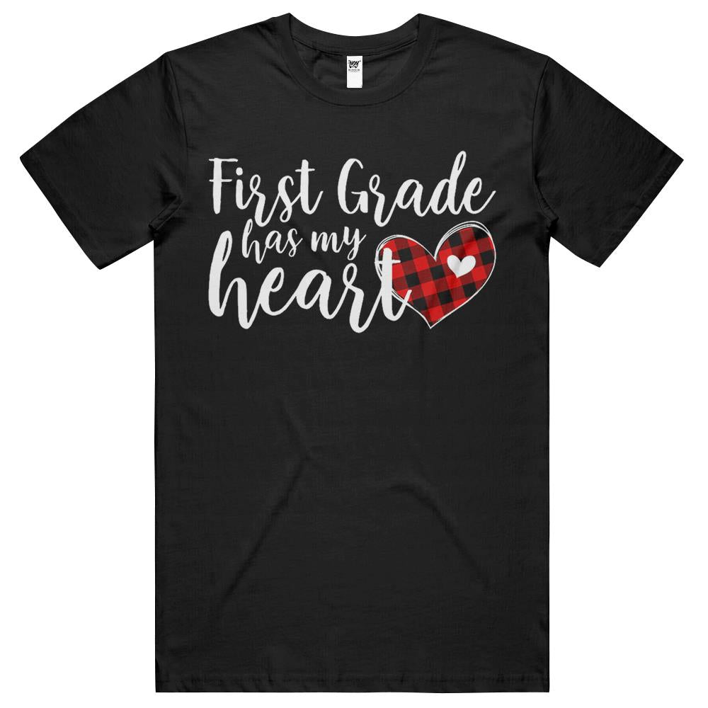 Buffalo Plaid St First Grade Has My Heart Teacher Valentine T Shirts