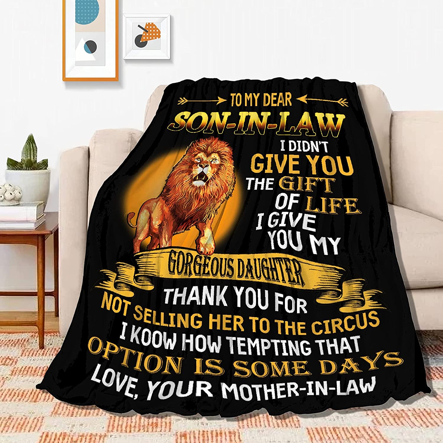 Mother To My Son-In-Law Blanket Soft Blankets And Throws Flannel Cozy Lightweight Quilt Gift Perfect For Bed Sofa Couch-80 X60 Large For Adult