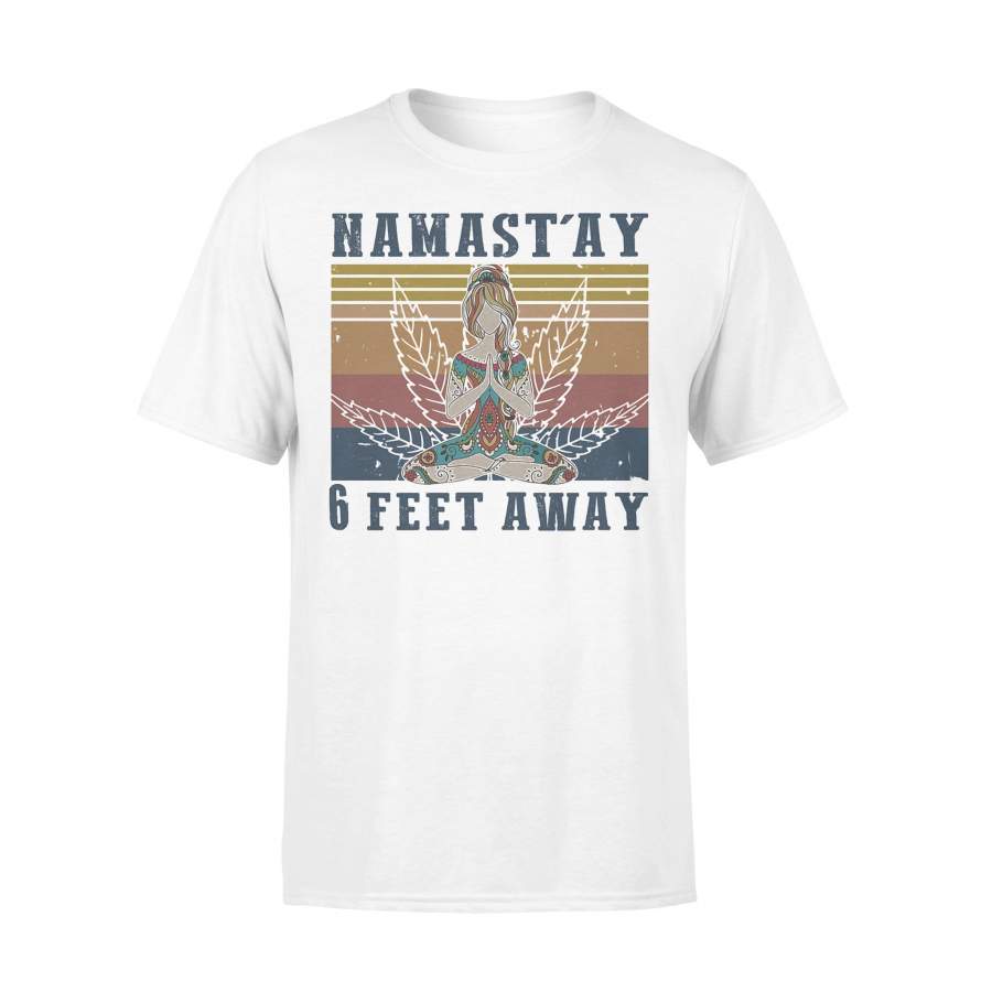 Hippie Yoga Girl Namastay 6 Feet Away Weed Vintage T-shirt