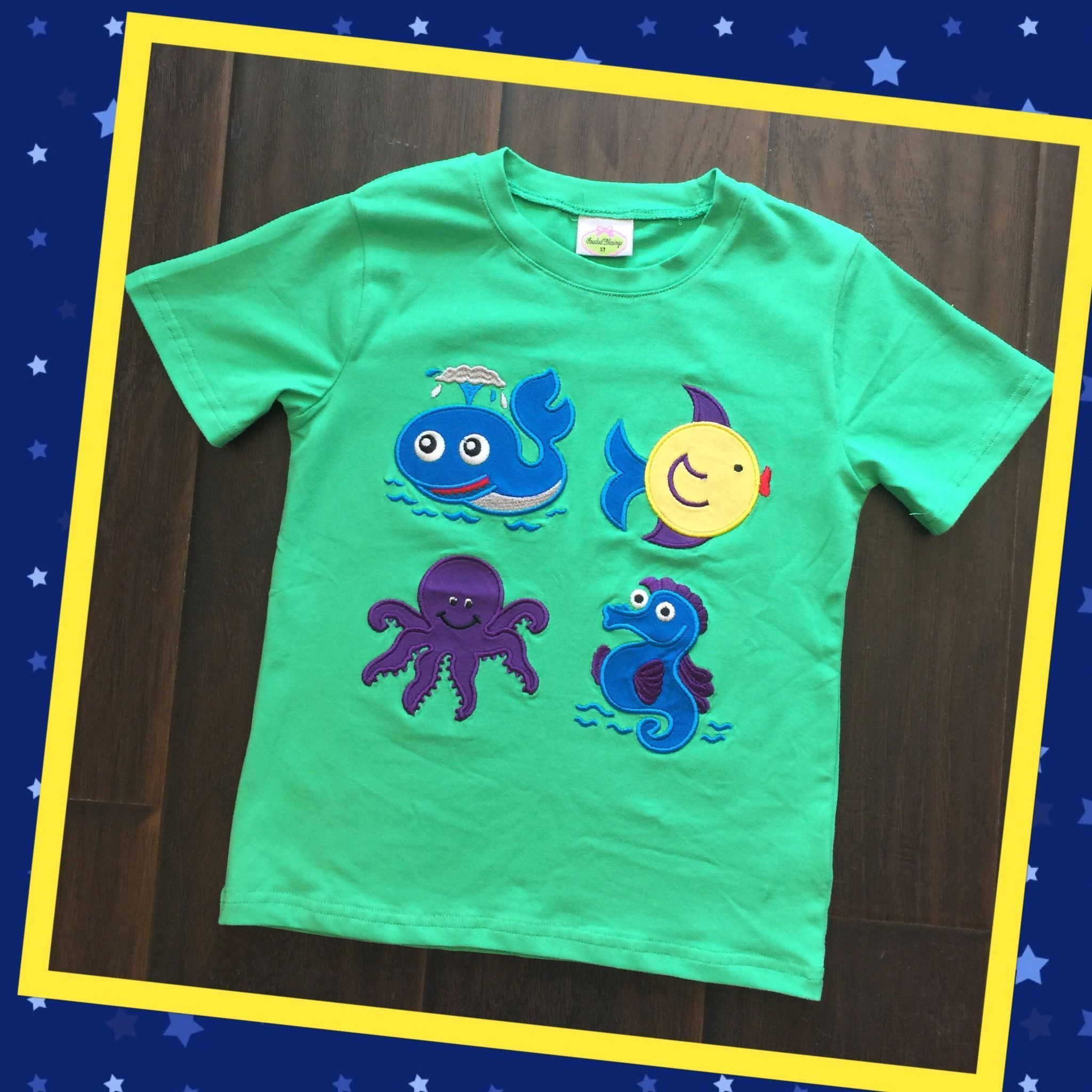 Green Sea Friends Applique Shirt