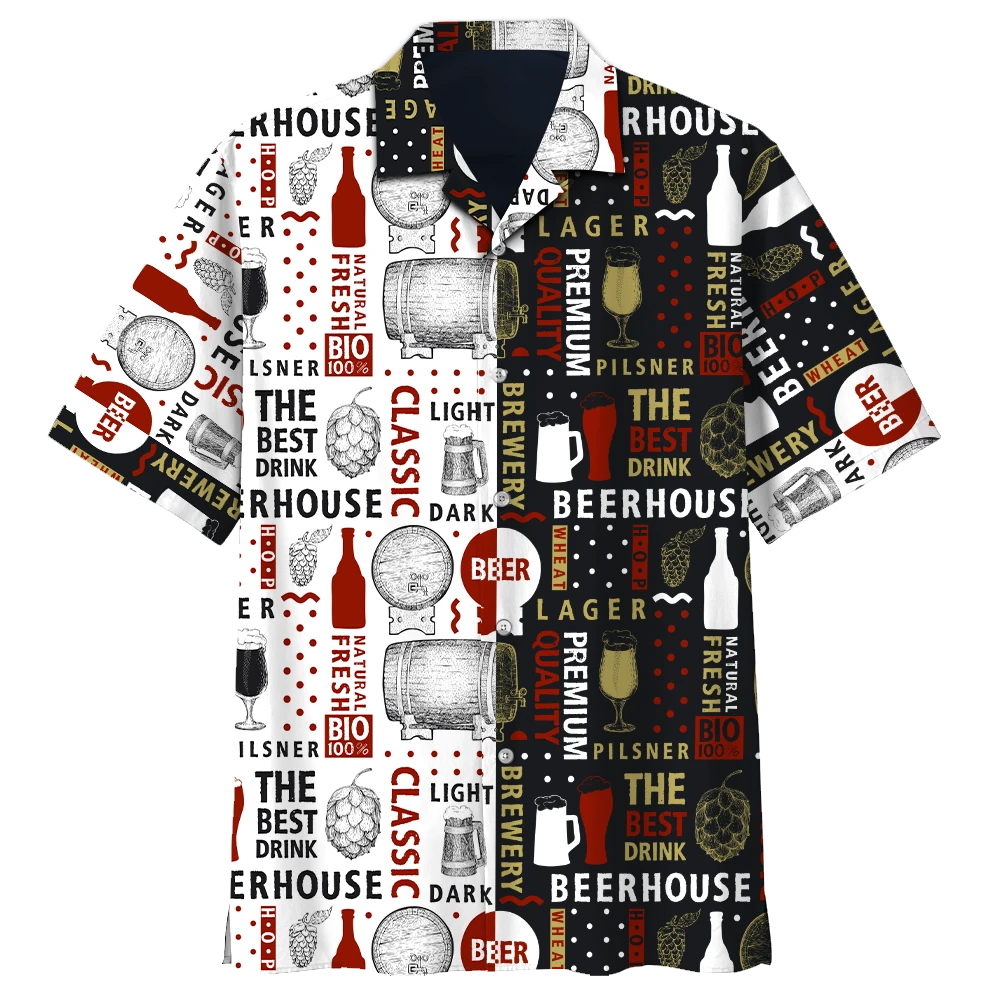 Beer Hawaii Shirt The Best Drink House Black White Aloha Ha99797