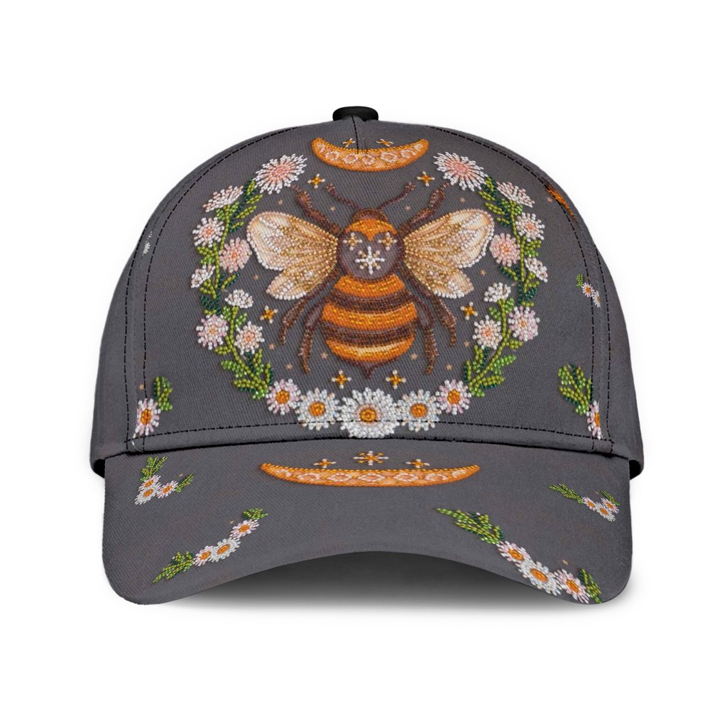 Bee Flower All Over Print Cap Classic Caps Curved 3D Print Classic Caps Gift For Friend Gift For Bee Lovers