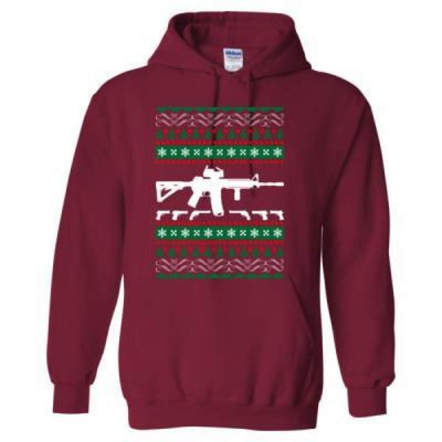 AGR AR 15 AR15 Ugly Christmas Sweater Xmas – Heavy Blend™ Hooded Sweatshirt