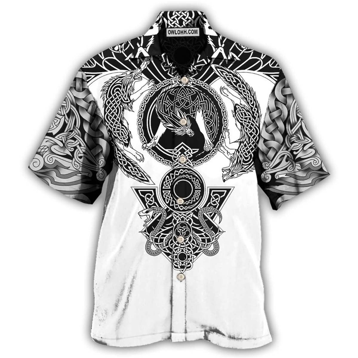 Viking Warrior Blood Black And White – Hawaiian Shirt  – Owl Ohh