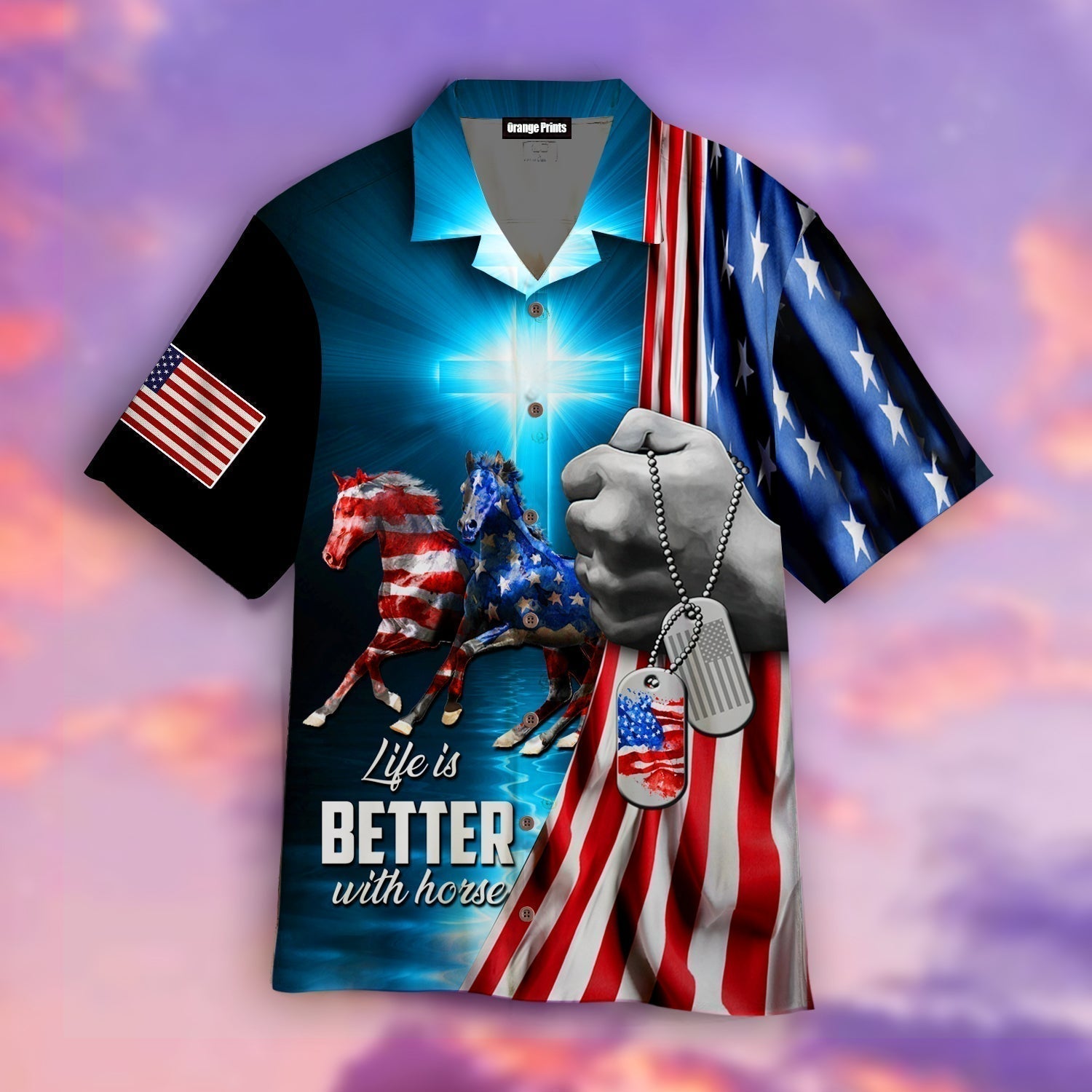 Horse American Flag Hawaii Shirt For Men Women Ha12159