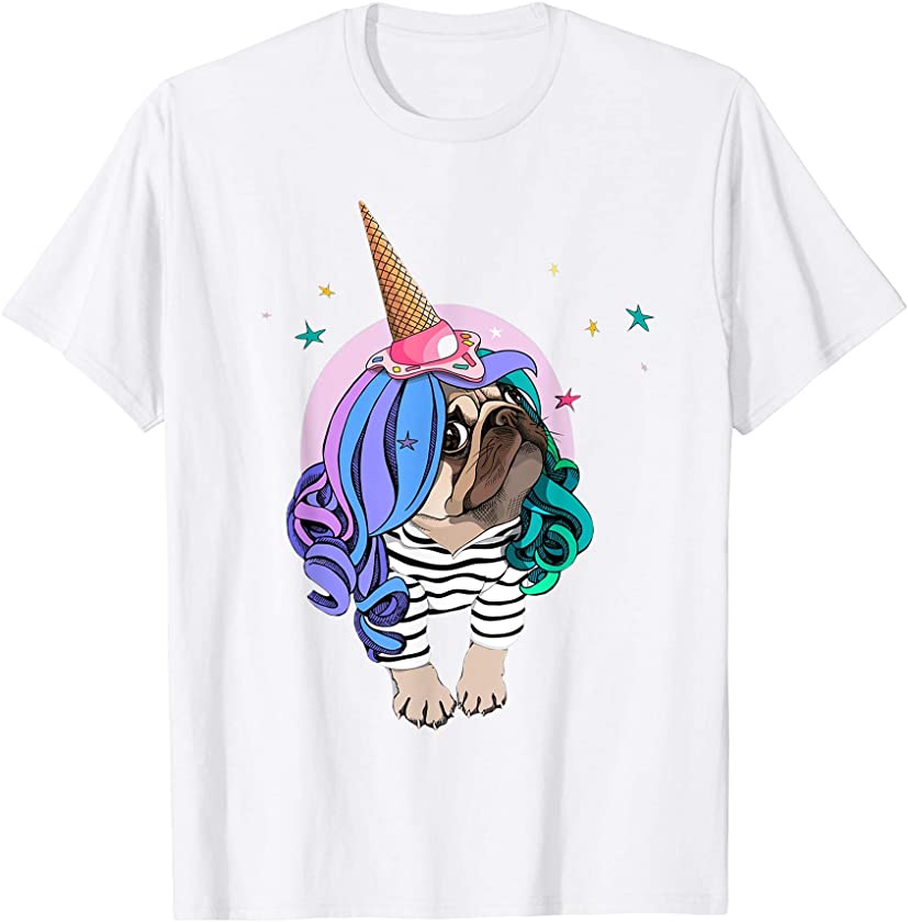 Unicorn Pug – Cute Dog Paw Pet Puppy Animal Lover Gift T-Shirt