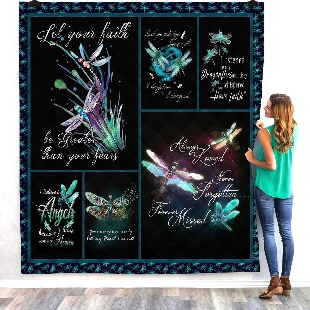 Animal Black Background Let Your Faith Be Greater Than You Fears Quilt Blanket