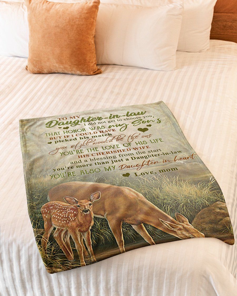 A Blessing From The Start Deer Mom Fleece Blanket, Sherpa Blanket, Gift For Parent, Family Member, Friends Gift, Christmas Gift, Home Decor, Home Living