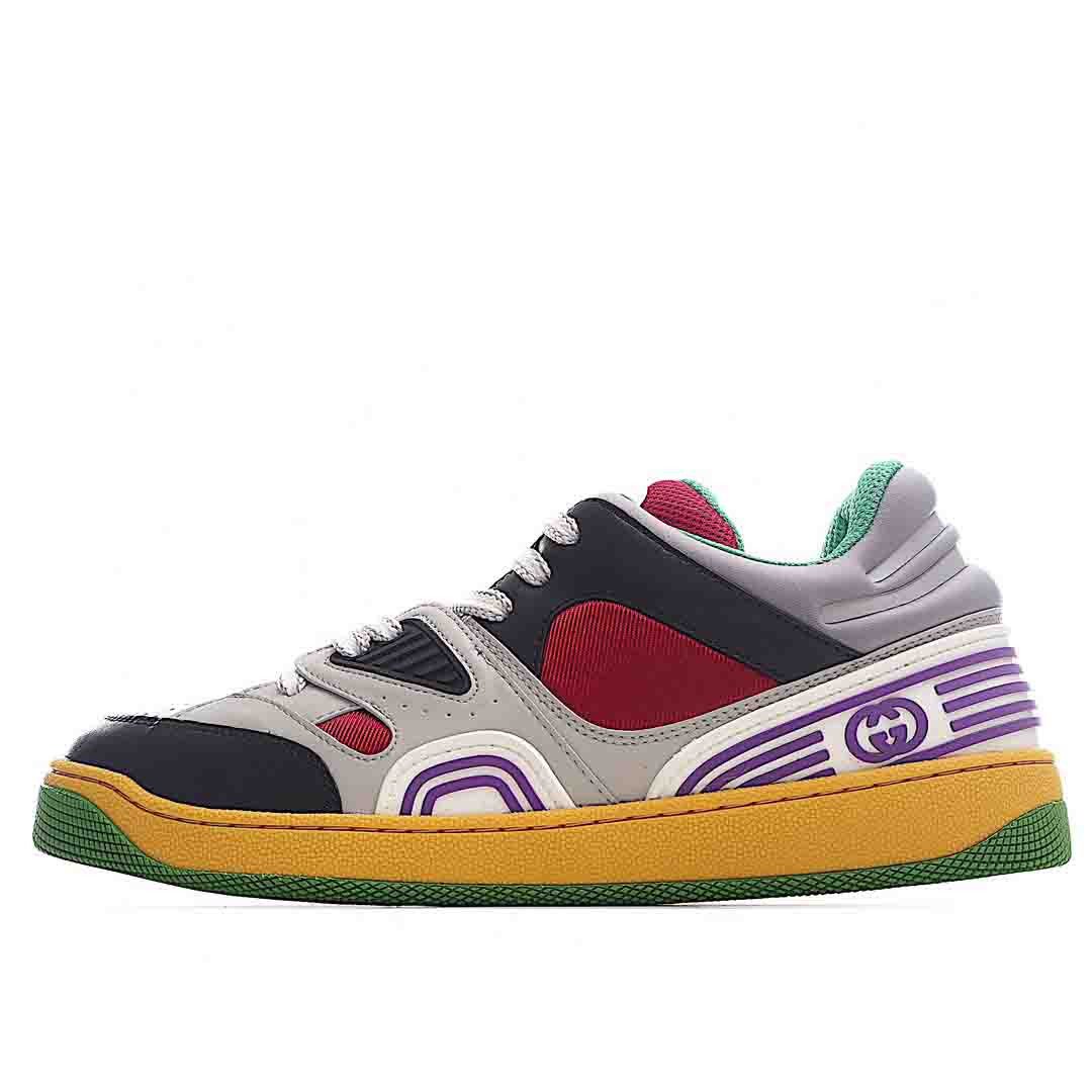 Gucci Basket Low Shoes Sneakers In GrayBlackPurple SNK889213236