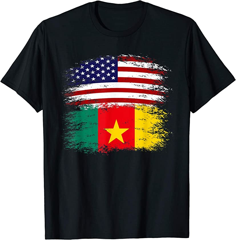 Cameroon American Flag Vintage Retro Gift T-Shirt