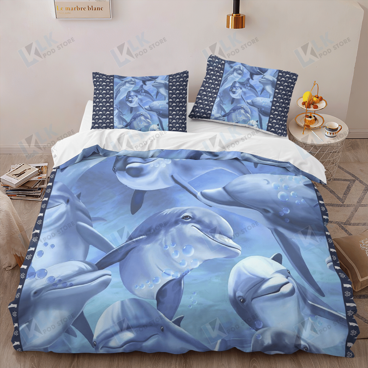 Dolphin Bedding Set | Duvet Cover, 2 Pillow Shams, Comfortable, Dolphin Lover Gift, Dolphin Bedspread