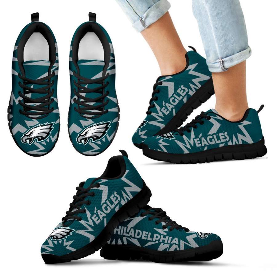 Zig Zag Circle Dizzy Excellent Nice Logo Philadelphia Eagles Sneakers