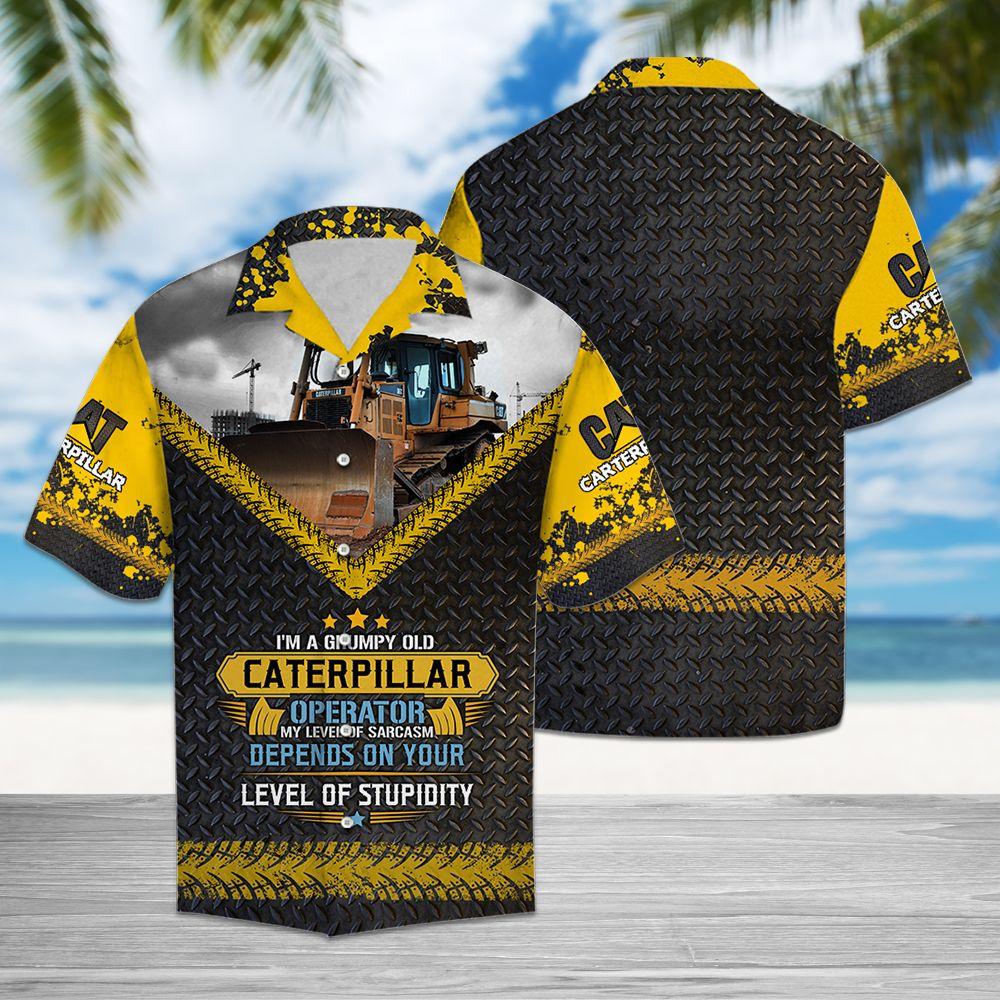 Aloha Shirt Mother’s day Father’s day unique gift ideas for mom & dad from daughter & son kids, meaningful birthday presents –  Caterpillar Job T1008 – Hawaiian Shirt