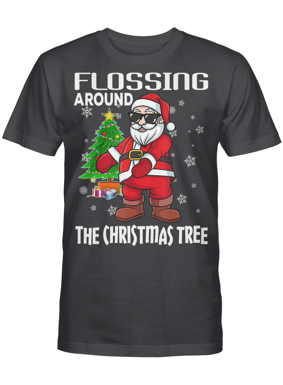 AmazeStyleZ Santa’s Reindeer, Ugly Christmas Sweater, Christmas Gift Ideas, Flossing around the Christmas tree – Floss like a boss Shirt T-Shirt