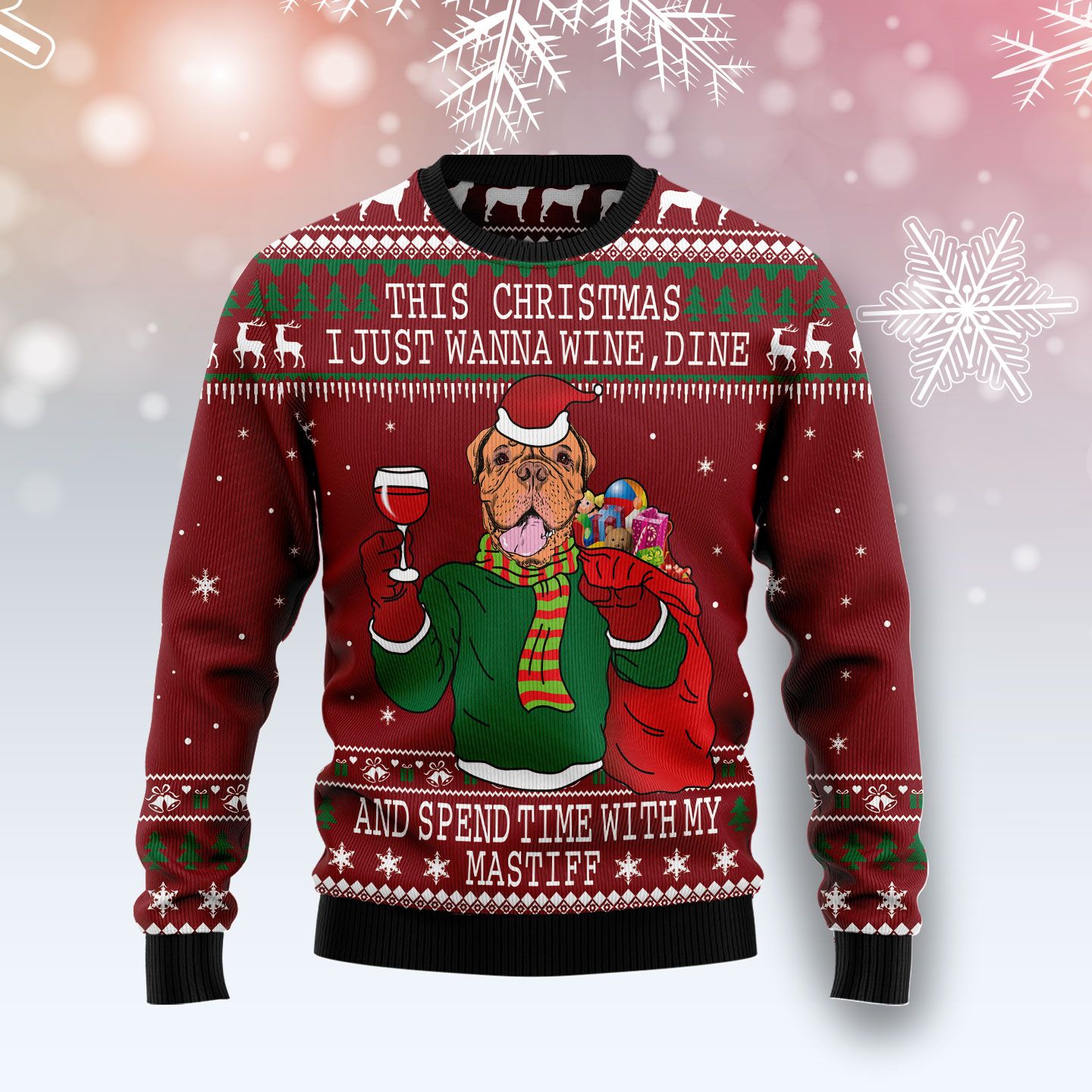 Spend Time With My Mastiff Ugly Christmas Sweater | For Men & Women | Adult | Us4388