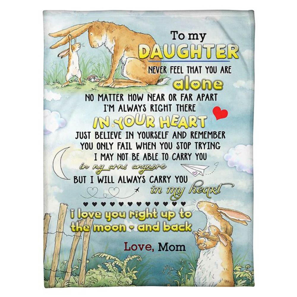 To My Daughter – I Love You To The Moon And Back Fleece Blanket, Gift For Daughter From Mom Birthday Gift Home Decor Bedding Couch Sofa Soft And Comfy Cozy