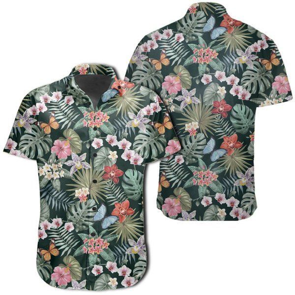 Tropical Plumeria Pattern With Palm Leaves Hawaiian Shirt