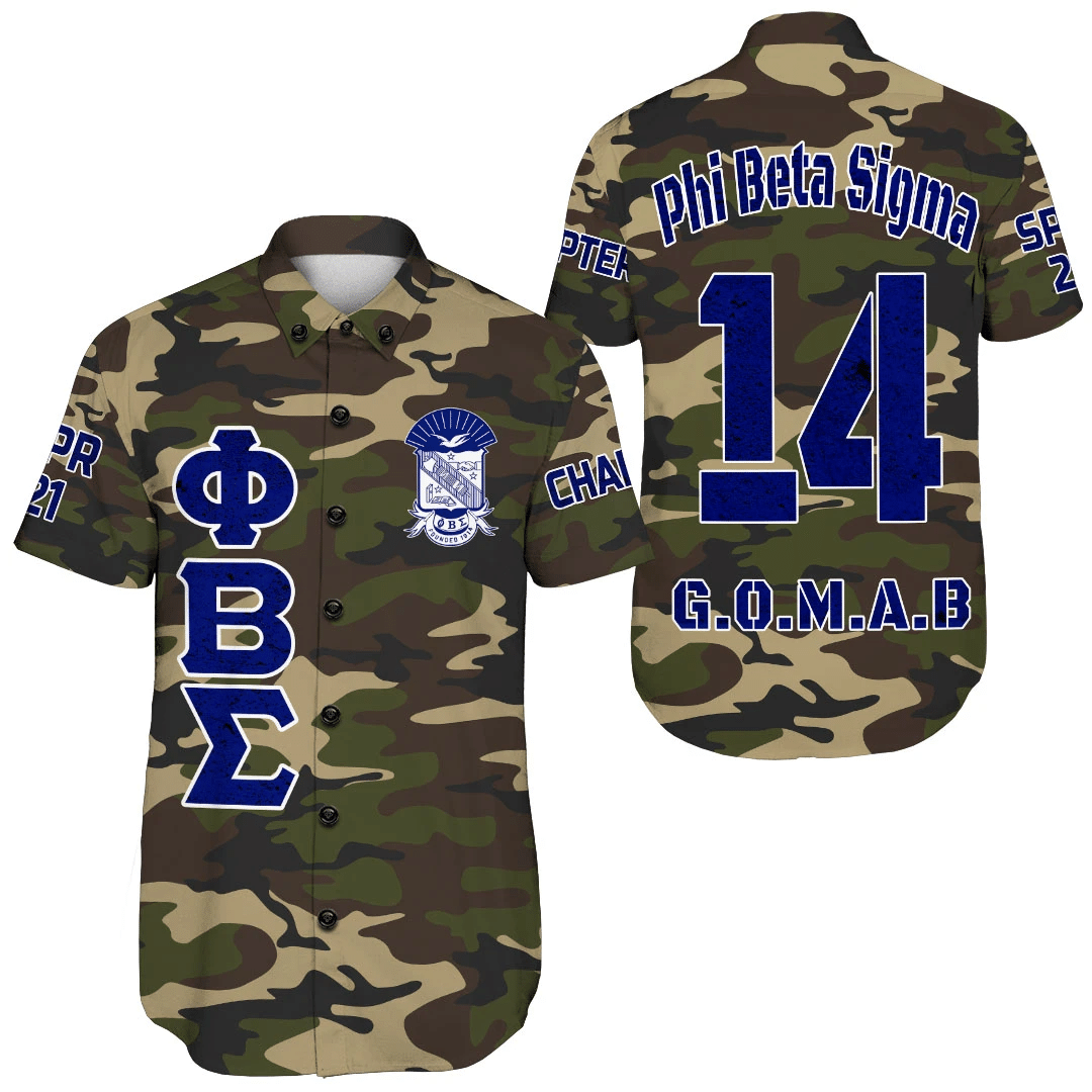 (Custom) Africa Zone Shirt – Phi Beta Sigma Camouflage Short Sleeve Shirt A31