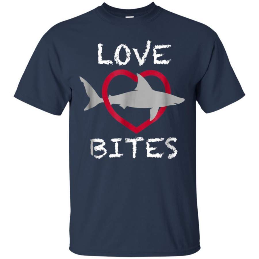 AGR Love Bites  Valentine Tshirt With Shark And Heart Funny Jaq T-shirt