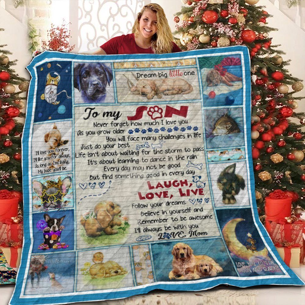 My Puppy Son Love Mom 3D Customized Quilt Da