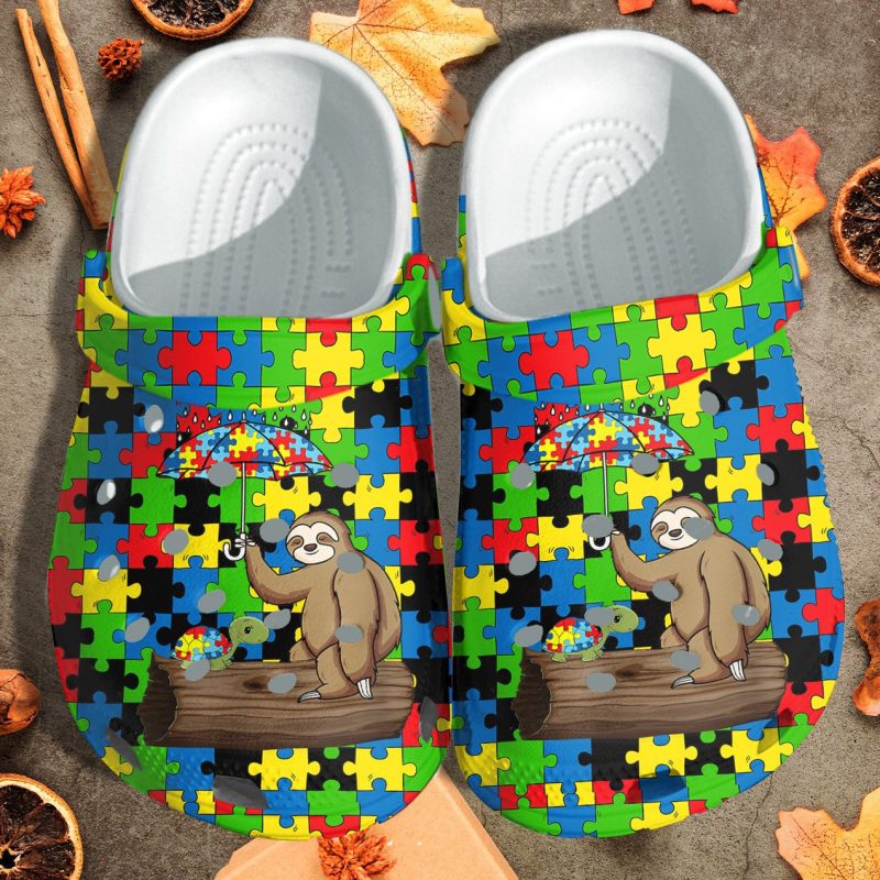 Sloth And Autism Turtle Clogs – Autism Awareness Shoes Gifts For Men Women