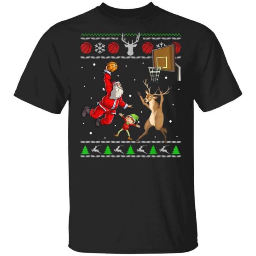 Snowtorious Basketball Christmas Ugly Sweater Dunking Santa Shirts