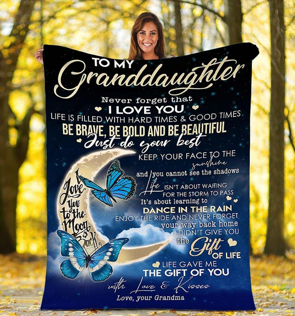 To My Granddaughter Butterfly  – Gift For Family Unique Gifts Ideas For Home Decor  – Fleece Blanket Sherpa Blanket