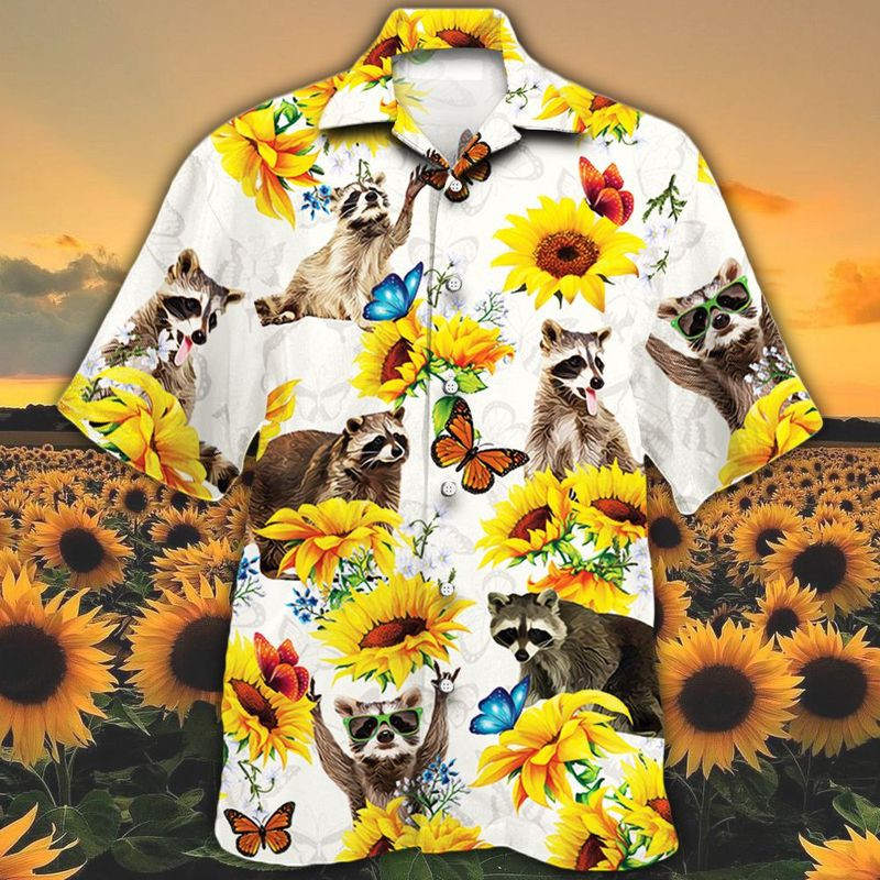 Raccoon Lovers Sunflower Hawaii Shirt Unisex Adult Ha2171