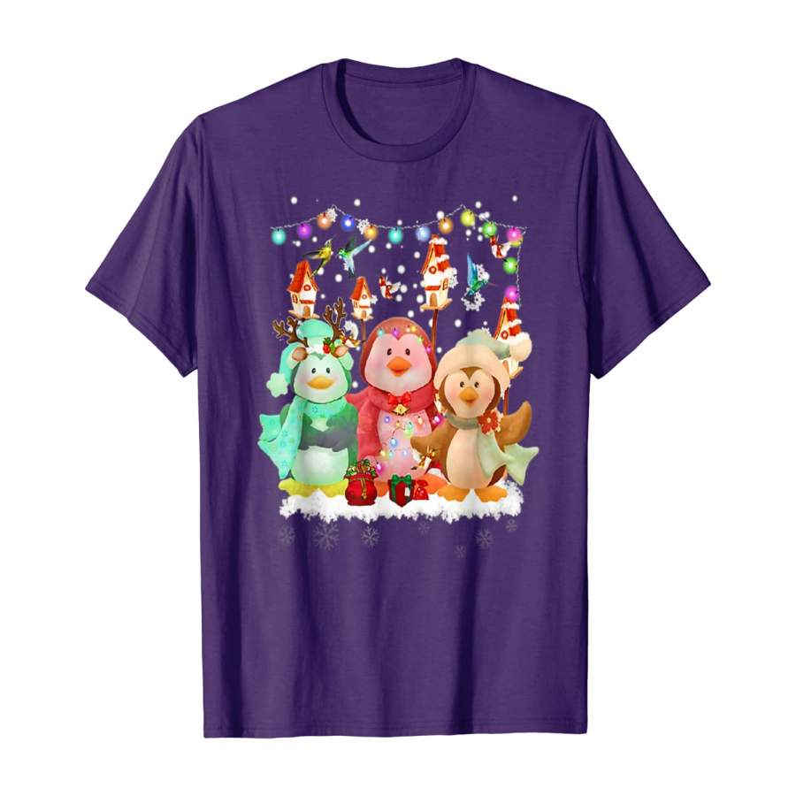 Cute Three Reindeer Santa Penguins Christmas Gift T-Shirt Christmas Gift Ideas