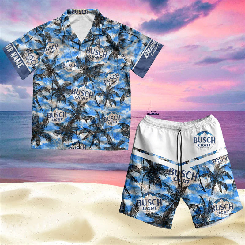 Personalized Tropical Busch Light Hawaiian Shirt And Shorts Set