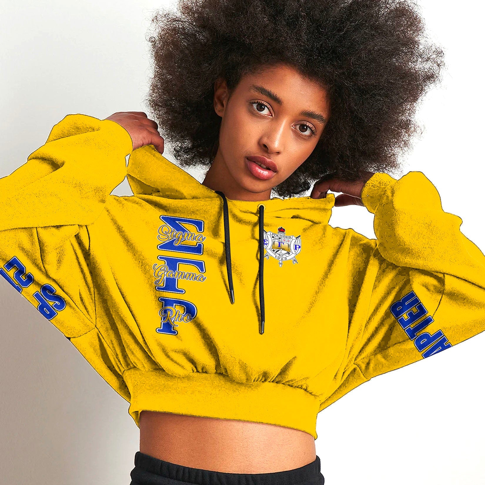 Sorority Hoodie – Personalized Sigma Gamma Rho Gold Croptop Hoodie