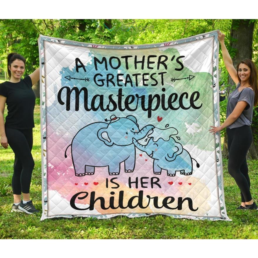 Wexhome A Mother’S Masterpiece Is Children Elephant Mom Premium Quilt