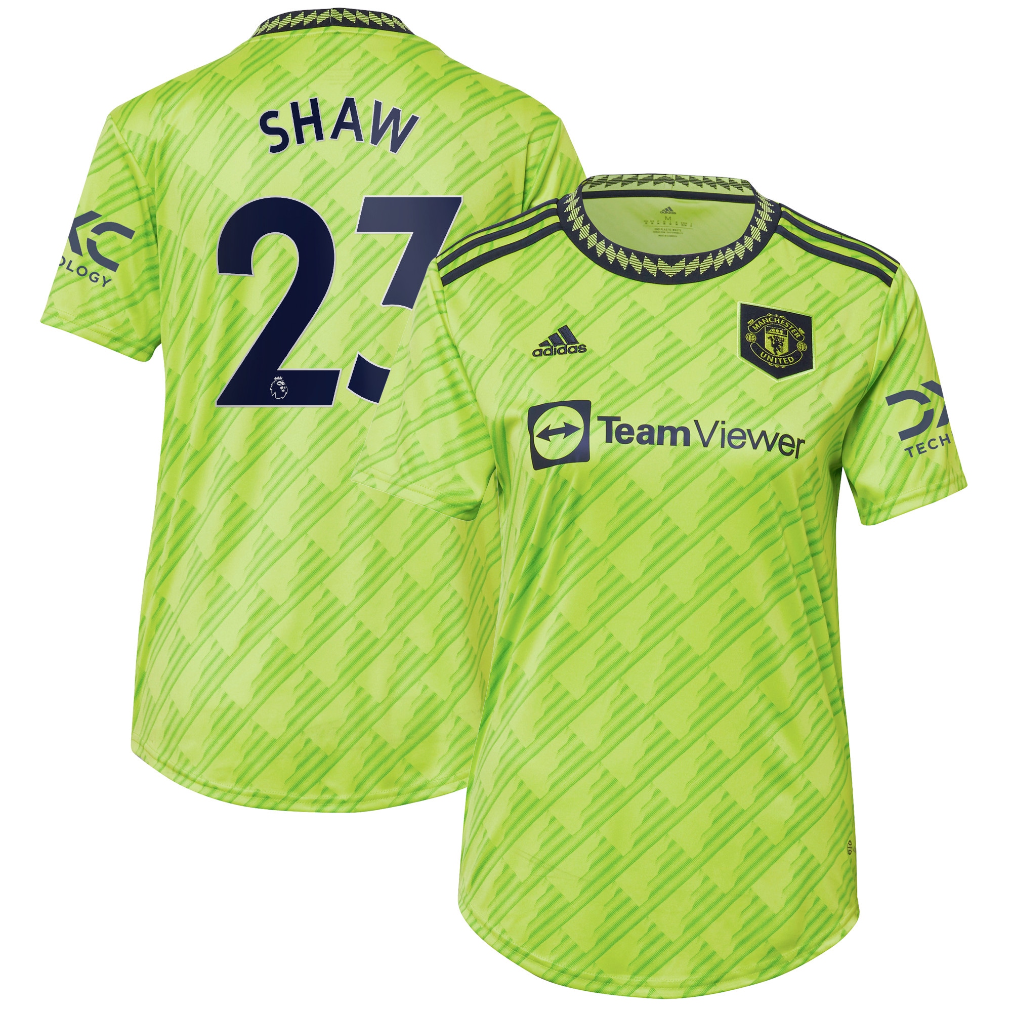 Luke Shaw Manchester United Women's 2022/23 Third Replica Player Jersey – Neon Green