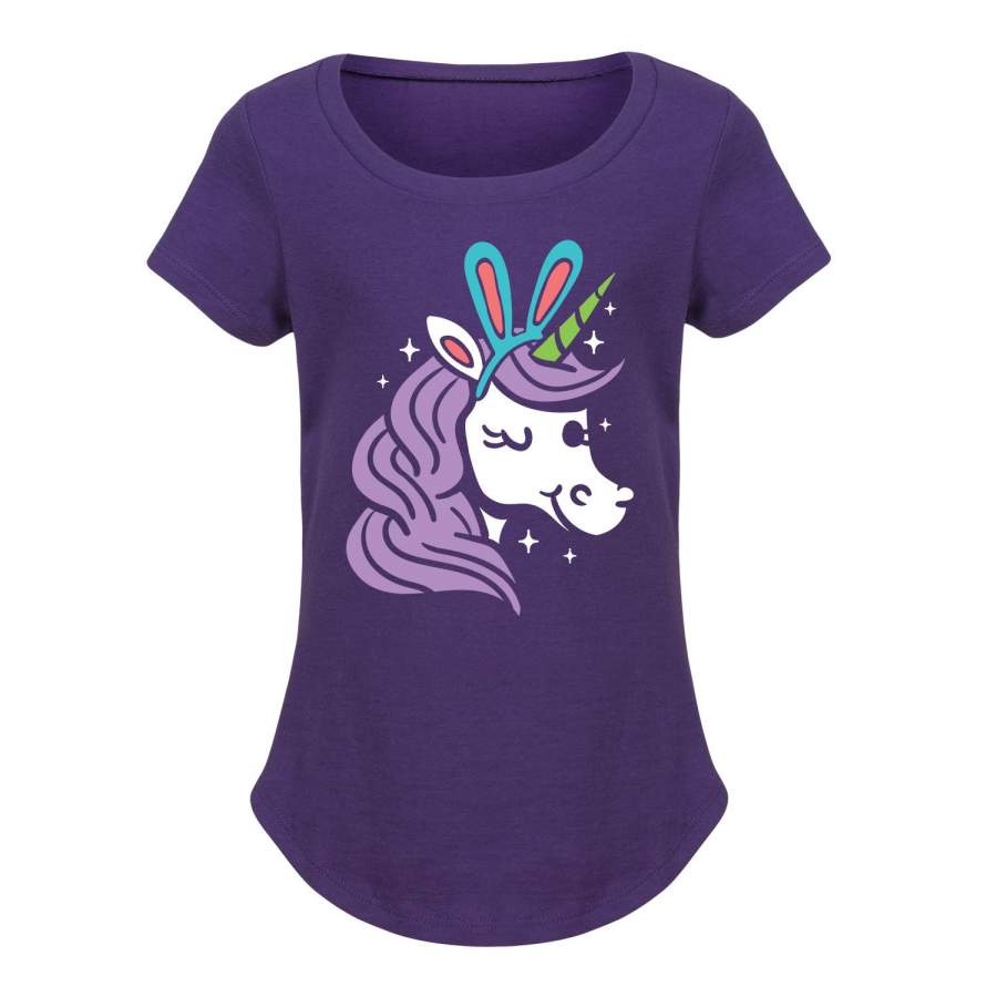 Unicorn With Bunny Ears – Toddler Girl Short Sleeve T-Shirt