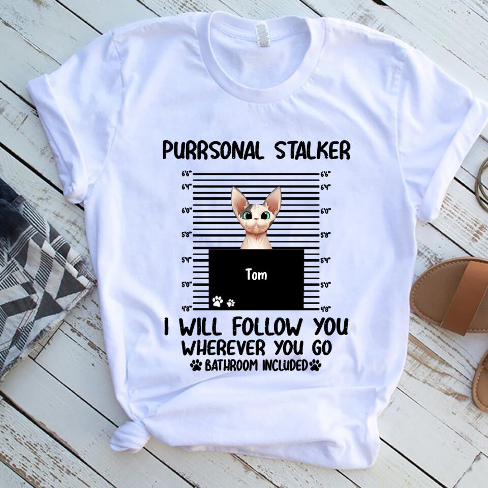 Peeking Cat Purrsonal Stalker Personalized Women Shirt, Gift For Cat Lover – Trending Personalized