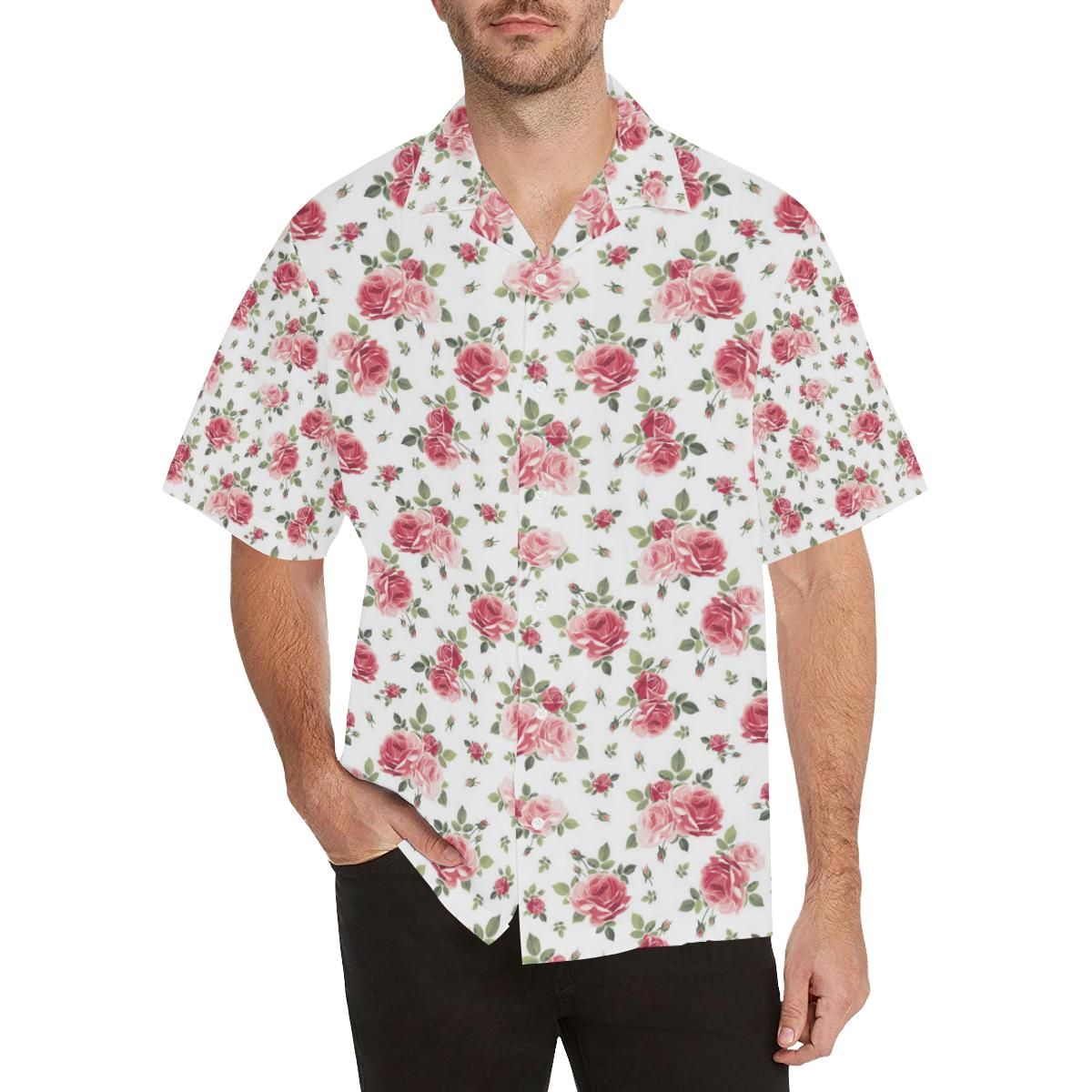 Rose Pattern Print Design 02 Men’s All Over Print Hawaiian Shirt (model T58)